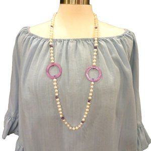 Khalsa Freshwater Pearl and Amethyst Necklace